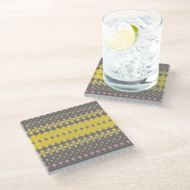 Posavasos De Vidrio Grey and Yellow Stylish Coaster (Angular)