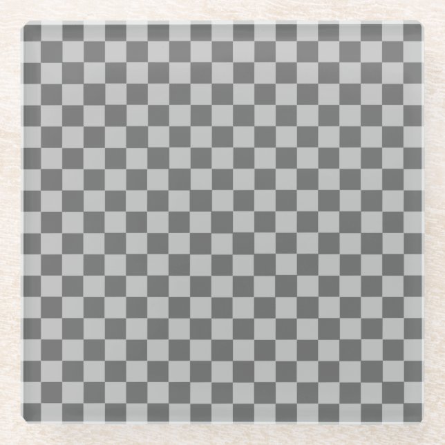 Posavasos De Vidrio Gris Combination Classic Checkerboard de STaylor (Anverso)
