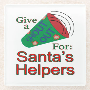 Posavasos De Vidrio Gritos a los ayudantes de Santa Claus