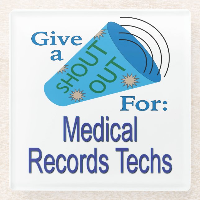 Posavasos De Vidrio Gritos para los técnicos de registros médicos (Anverso)