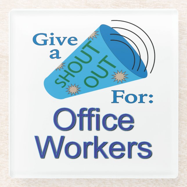 Posavasos De Vidrio Gritos para trabajadores de oficina (Anverso)