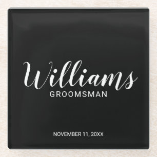 Posavasos De Vidrio Groomsman personalizado con guión moderno