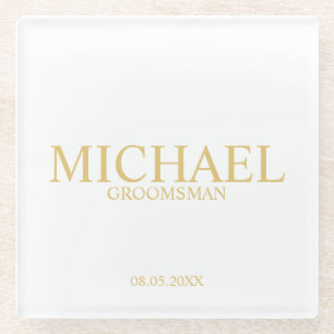 Posavasos De Vidrio Groomsmen personalizado de oro clásico