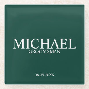 Posavasos De Vidrio Groomsmen personalizados del verde esmeralda
