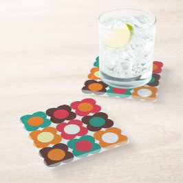 Posavasos De Vidrio Groovy 70s Retro Flower Pattern | Bold Boho Floral