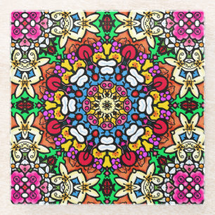 Posavasos De Vidrio Groovy Funky Flower Power 