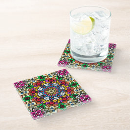 Posavasos De Vidrio Groovy Funky Flower Power Coaster