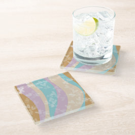 Posavasos De Vidrio Groovy Marble Swirls Pastel Estampillas