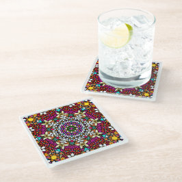 Posavasos De Vidrio Groovy Poder Floral Celestial