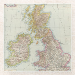 Posavasos De Vidrio Grossbritannien, Irland - mapa de Reino Unido,