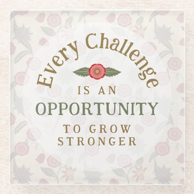 Posavasos De Vidrio "Grow Stronger" Affirmation (Anverso)