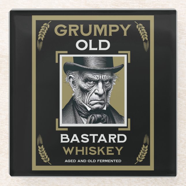 Posavasos De Vidrio Grumpy Old Bastard Whiskey (Anverso)