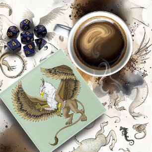 Posavasos De Vidrio Gryphon Fantasía Griffin Mitología 