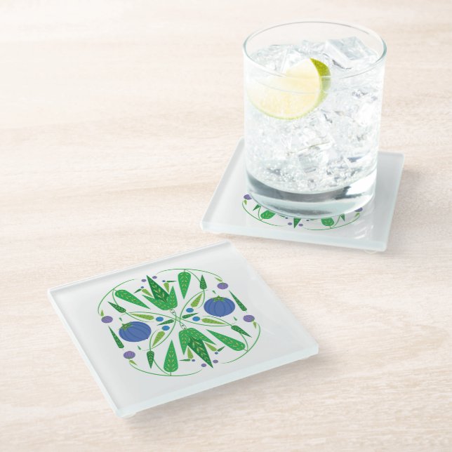 Posavasos De Vidrio Guardián De La Montaña De Vidrio De Blueberries (Angular)