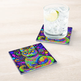 Posavasos De Vidrio Guay Artsy Whimsical Vibrante y colorida escayola