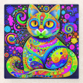 Posavasos De Vidrio Guay Artsy Whimsical Vibrante y colorida escayola 