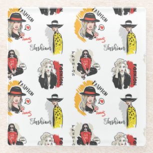 Posavasos De Vidrio Guay dibujó bocetos de la moda femenina