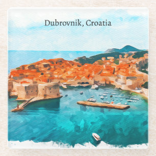 Posavasos De Vidrio Guay Dubrovnik Croacia Adria Coast Panorama Vista