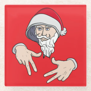 Posavasos De Vidrio Guay Gangsta Hip Hop Hand Rap Santa Claus