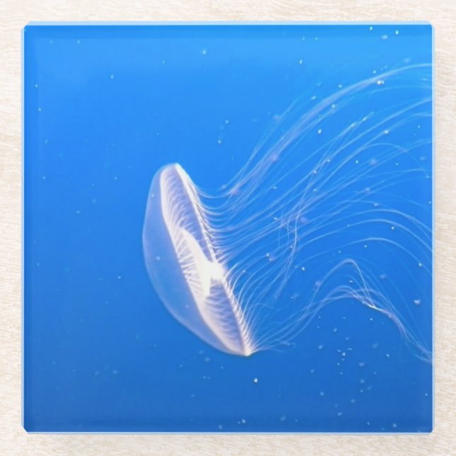 Posavasos De Vidrio Guay Jellyfish Tentacles Agua azul brillante (Anverso)