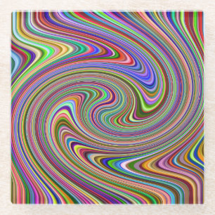 Posavasos De Vidrio Guay Multi-Color Swirling Stripes Rainbow