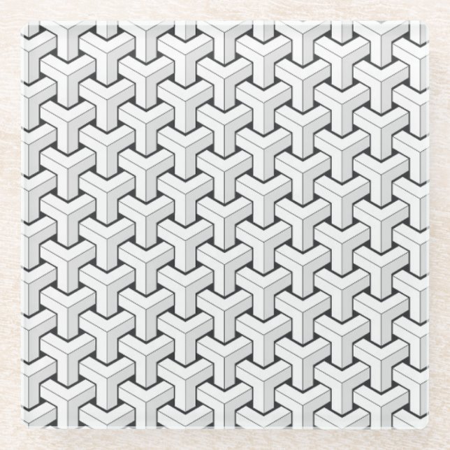 Posavasos De Vidrio Guay Resumen Cubos isométricos con forma Y (Anverso)