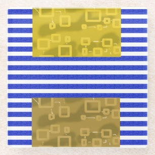 Posavasos De Vidrio Guay Stripes Blue Gold Geométrico