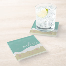 Posavasos De Vidrio Guión De Las Agujas De Playa Cute