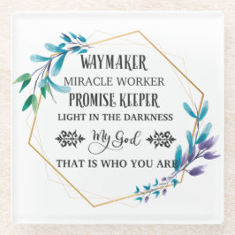 Posavasos De Vidrio Guirnalda floral cristiana