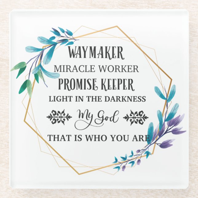 Posavasos De Vidrio Guirnalda floral cristiana (Anverso)