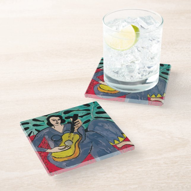 Posavasos De Vidrio Guitar Glass Coaster (Angular)