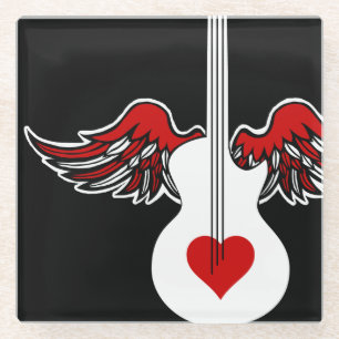Posavasos De Vidrio Guitarra del corazón volador