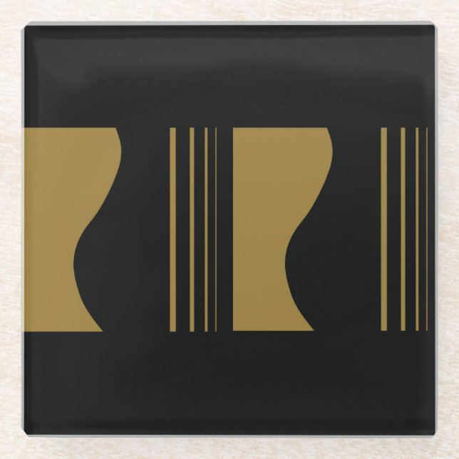 Posavasos De Vidrio Guitarra dorada (Anverso)