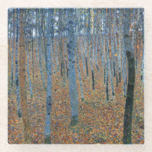 Posavasos De Vidrio Gustav Klimt Beech Tree Forest Grove (Anverso)