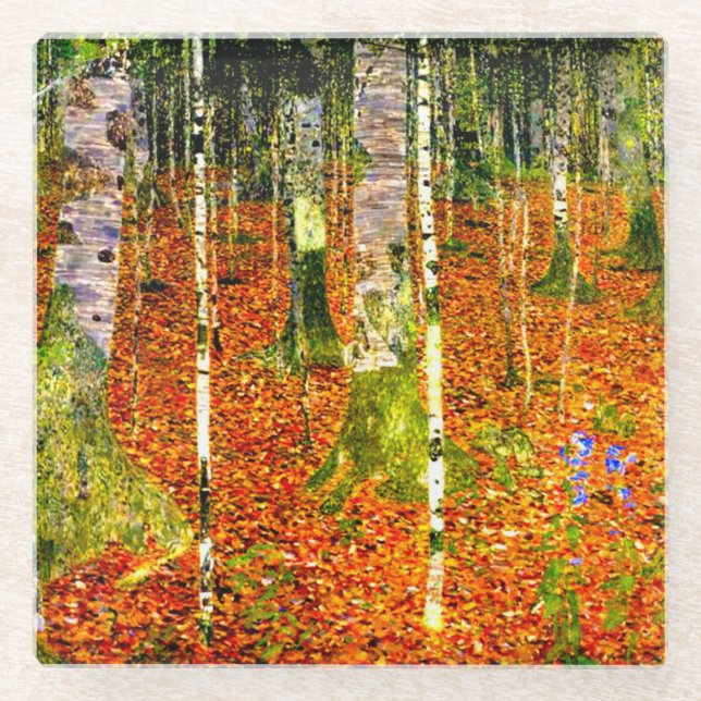 Posavasos De Vidrio Gustav Klimt Birch Trees (Anverso)