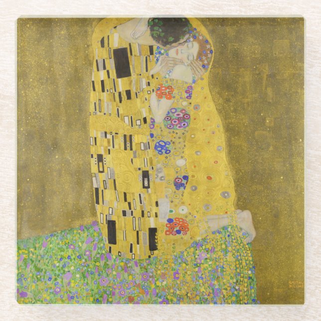 Posavasos De Vidrio Gustav Klimt - El beso (Anverso)
