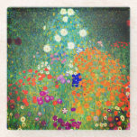 Posavasos De Vidrio Gustav Klimt Flower Garden<br><div class="desc">Monstruo de vidrio con el jardín de flores de pintura al óleo de Gustav Klimt (1906). Un bonito jardín de flores moradas,  rojas,  blancas,  azules y naranjas. Un gran regalo para los amantes del arte Art Nouveau y austriaco.</div>