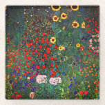 Posavasos De Vidrio Gustav Klimt Flower Garden<br><div class="desc">Monstruo de vidrio con el jardín de la granja petrolera de Gustav Klimt con girasoles (1907). Un bonito jardín de girasoles y exquisitos flores azules,  rojas,  violetas,  rosas y blancas. Un gran regalo para los amantes del arte Art Nouveau y austriaco.</div>