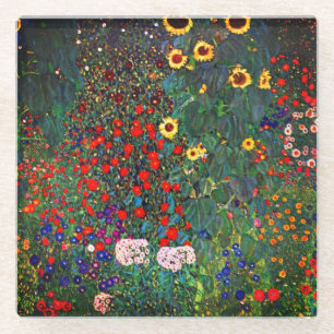 Posavasos De Vidrio Gustav Klimt Flower Garden