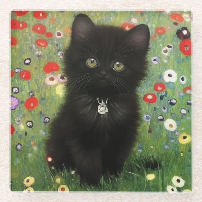 Posavasos De Vidrio Gustav Klimt Kitten (Anverso)