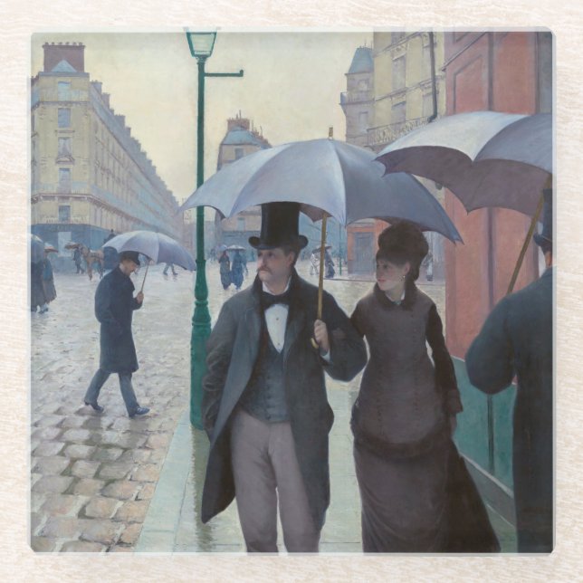 Posavasos De Vidrio Gustave Caillebotte - Paris Street; Rainy Day Ston (Anverso)