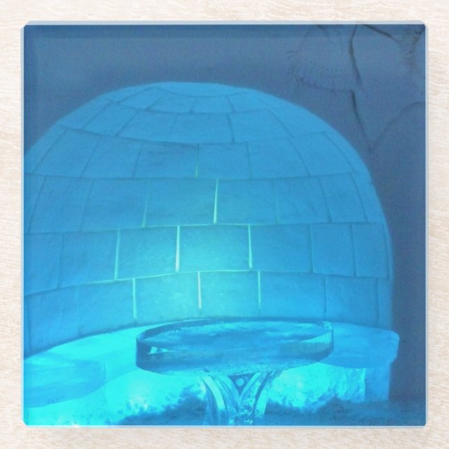 Posavasos De Vidrio Habitación Igloo en Hotel de Glace, Quebec, Canadá (Anverso)