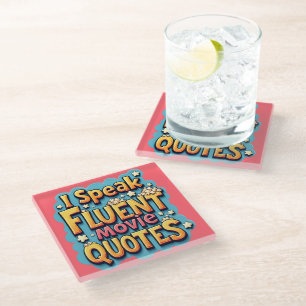 Posavasos De Vidrio Hablo con Fluidez Citas de Películas Arte Pop Retr