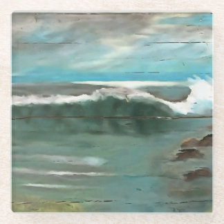Posavasos De Vidrio Hacer olas en el arte de la capa marina de los bos