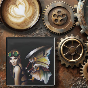 Posavasos De Vidrio Hada Mecánica Steampunk