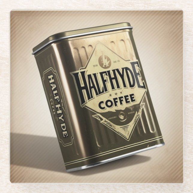 Posavasos De Vidrio Halfhyde Coffee Co Retro Tin (Anverso)