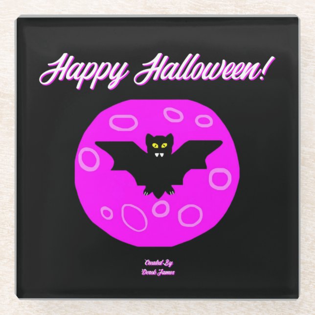 Posavasos De Vidrio Halloween Bat Glass Coaster (Anverso)