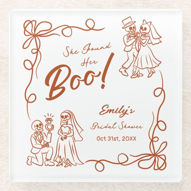 Posavasos De Vidrio Halloween Bridal Shower (Anverso)