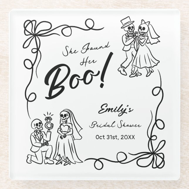 Posavasos De Vidrio Halloween Bridal Shower (Anverso)