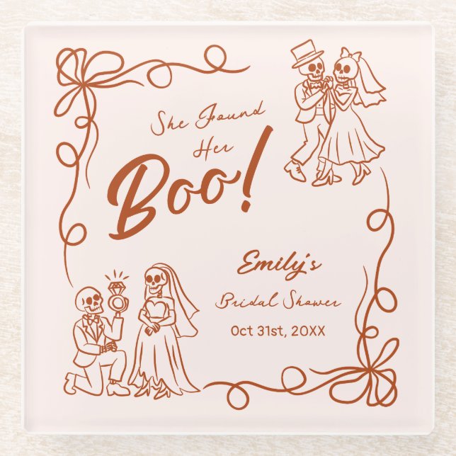 Posavasos De Vidrio Halloween Bridal Shower (Anverso)